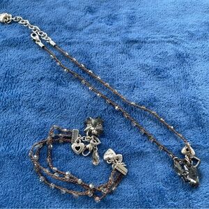 Brighton Karma Crystal Cross Beads & Charms Necklace & Bracelet Jewelry Set
